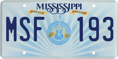 MS license plate MSF193
