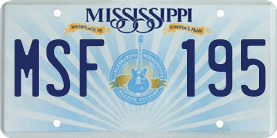 MS license plate MSF195
