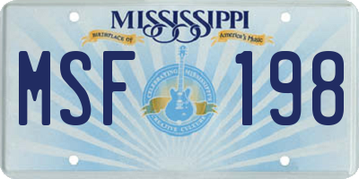 MS license plate MSF198