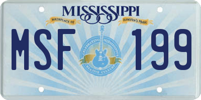 MS license plate MSF199