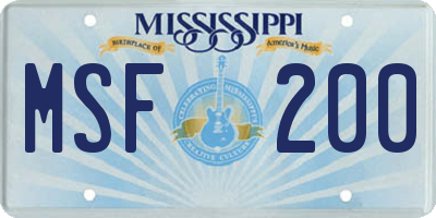 MS license plate MSF200