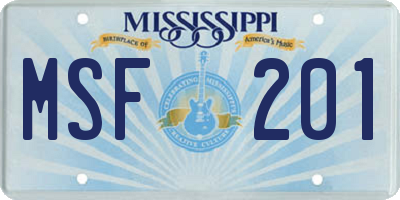 MS license plate MSF201