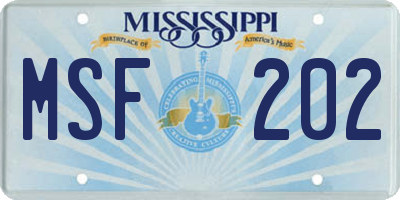MS license plate MSF202