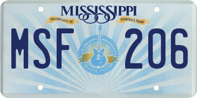 MS license plate MSF206