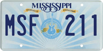 MS license plate MSF211