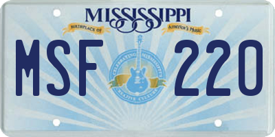 MS license plate MSF220