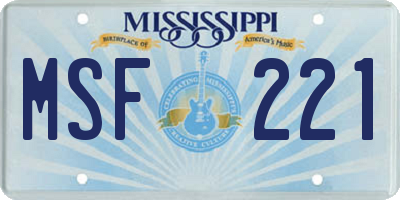 MS license plate MSF221