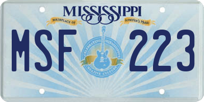 MS license plate MSF223