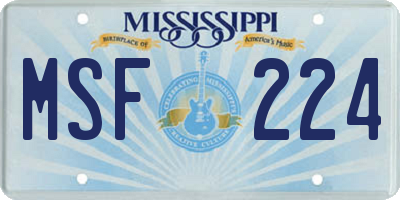 MS license plate MSF224