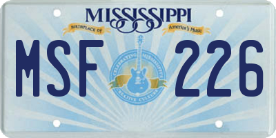 MS license plate MSF226
