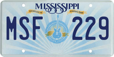 MS license plate MSF229