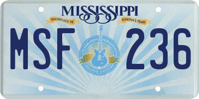 MS license plate MSF236