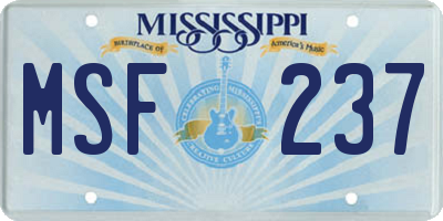 MS license plate MSF237