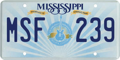 MS license plate MSF239