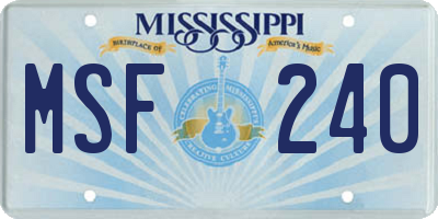 MS license plate MSF240