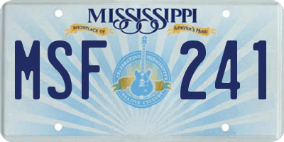MS license plate MSF241