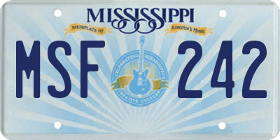 MS license plate MSF242