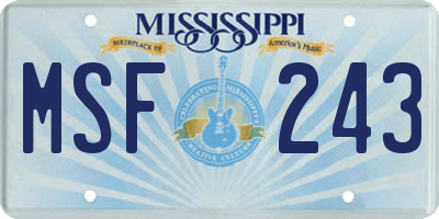 MS license plate MSF243