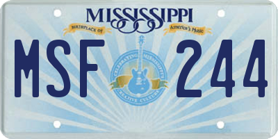 MS license plate MSF244