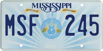 MS license plate MSF245