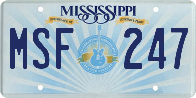 MS license plate MSF247