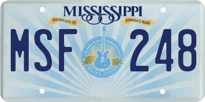 MS license plate MSF248