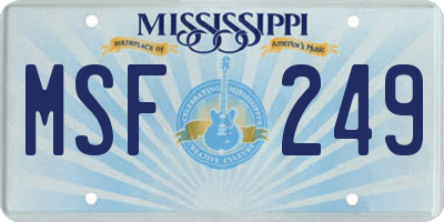 MS license plate MSF249