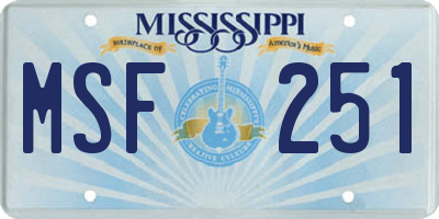 MS license plate MSF251