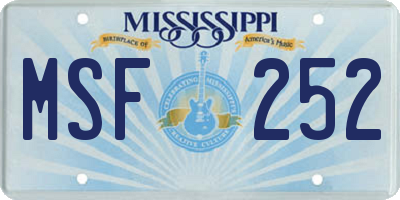 MS license plate MSF252