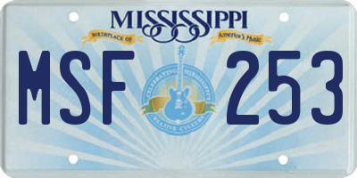 MS license plate MSF253