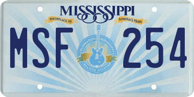 MS license plate MSF254