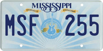 MS license plate MSF255