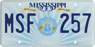 MS license plate MSF257