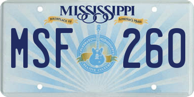 MS license plate MSF260