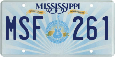 MS license plate MSF261