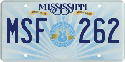 MS license plate MSF262