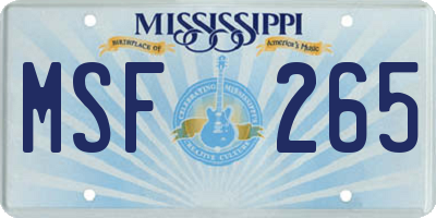 MS license plate MSF265