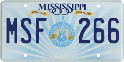 MS license plate MSF266