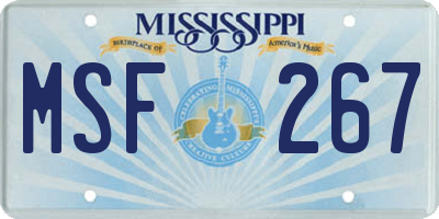 MS license plate MSF267