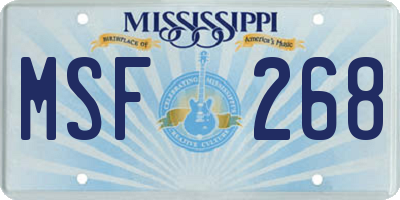 MS license plate MSF268