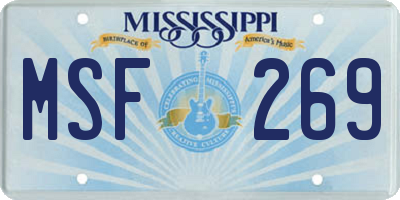 MS license plate MSF269
