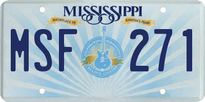 MS license plate MSF271