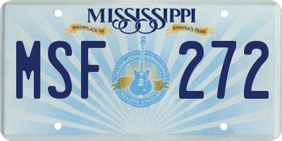 MS license plate MSF272