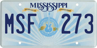 MS license plate MSF273