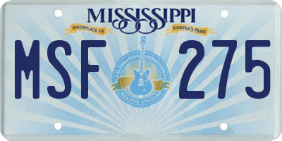 MS license plate MSF275