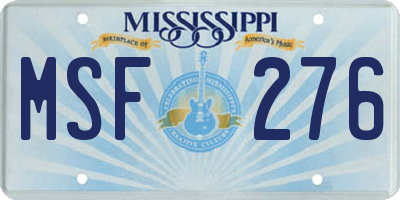 MS license plate MSF276