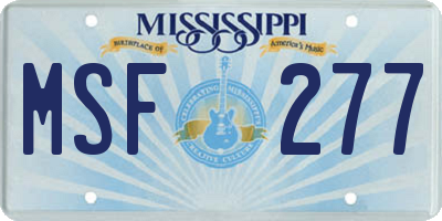 MS license plate MSF277