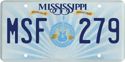 MS license plate MSF279