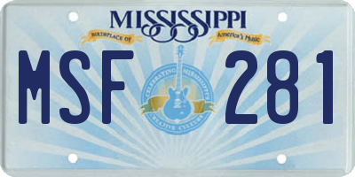 MS license plate MSF281