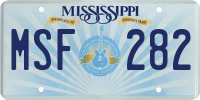 MS license plate MSF282